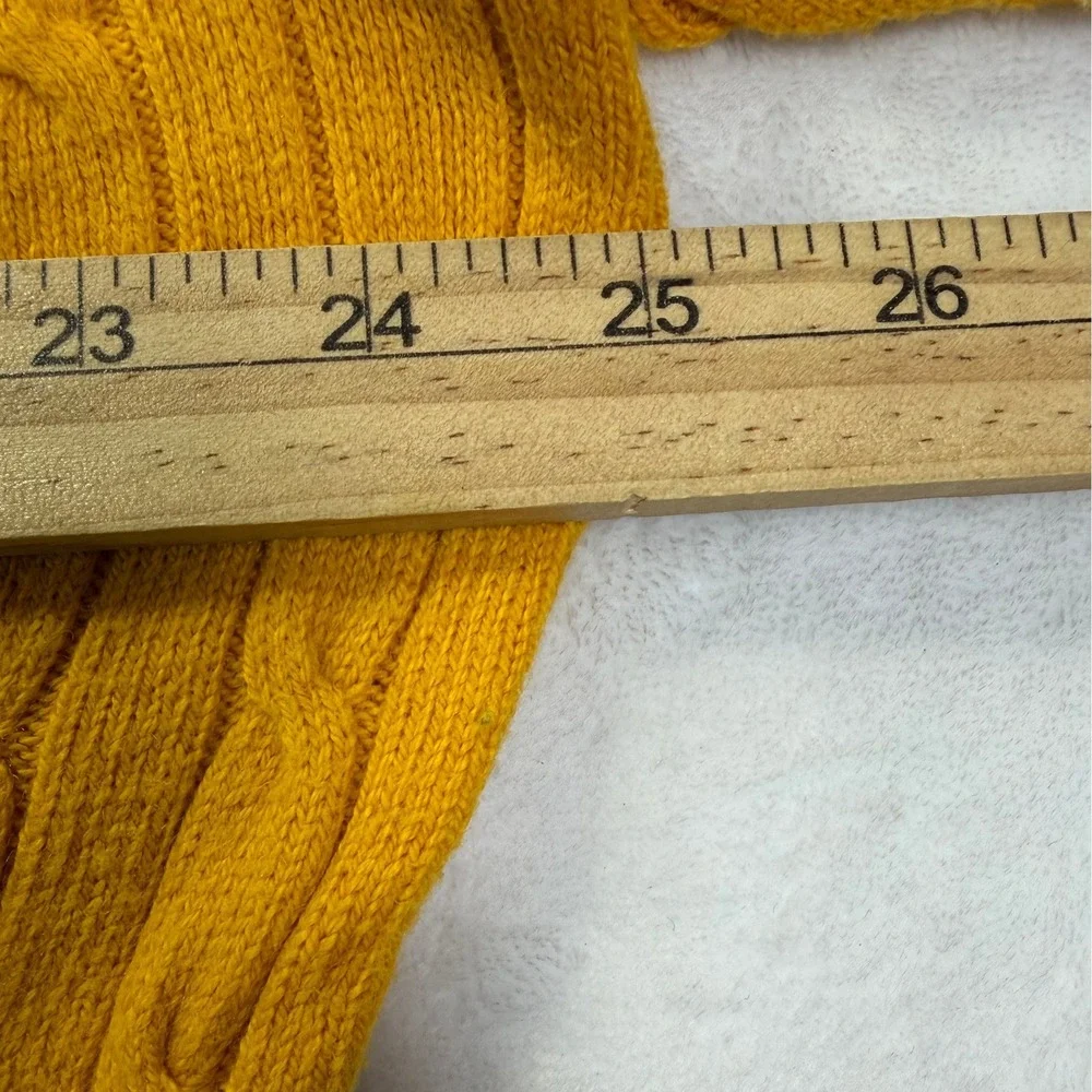 Lands' End Mustard Yellow Cable Knit Crewneck Sweater 2X 20W-22W Wool Blend
